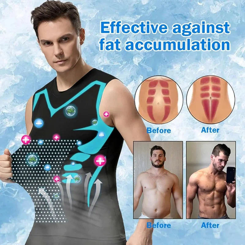 Débardeur gainent pour hommes, de compression ionique, gaine le ventre,